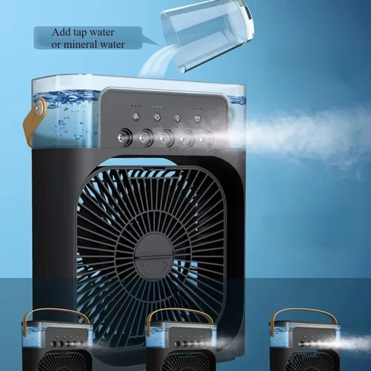 Trending Mini Air Conditioner Fan Premium 3 In 1 Desk Cooling Fan Spray Fan