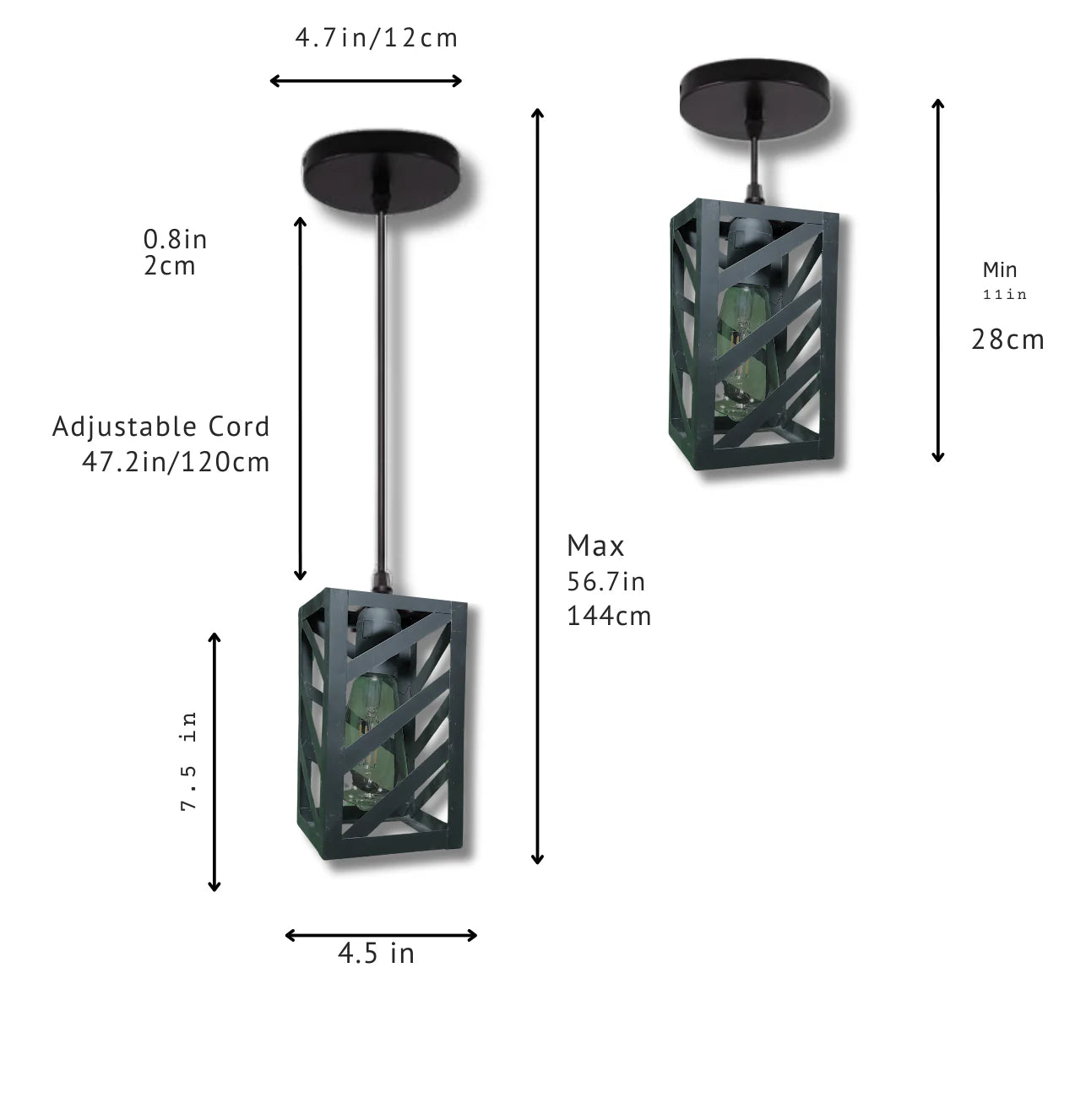 3 in 1 -Black Metal Pendant Lights for Ceiling Hanging Decorative Lamp
