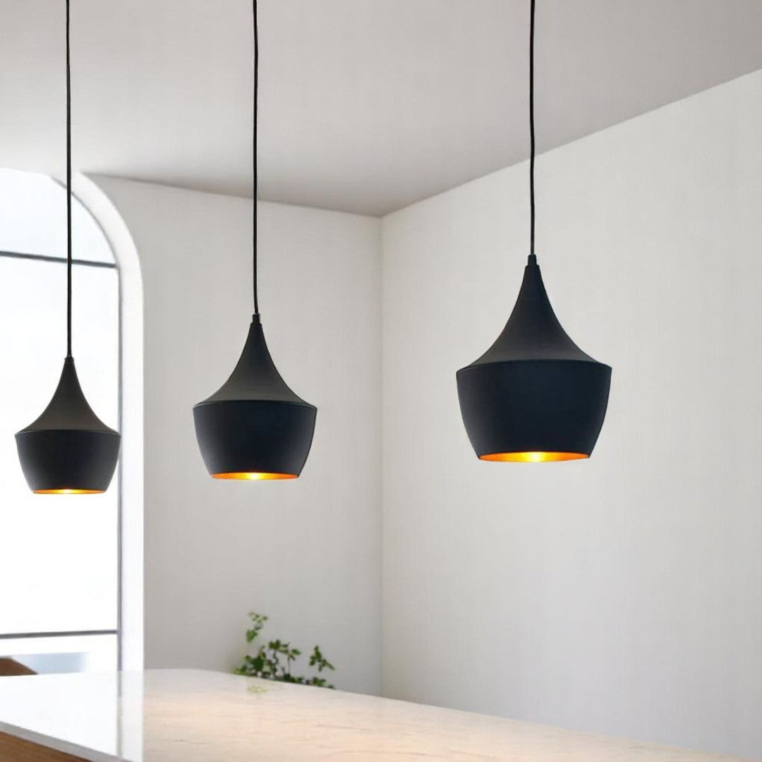 Italian Vintage Black Metal Big Hanging Light Pendant Ceiling Light Lamp