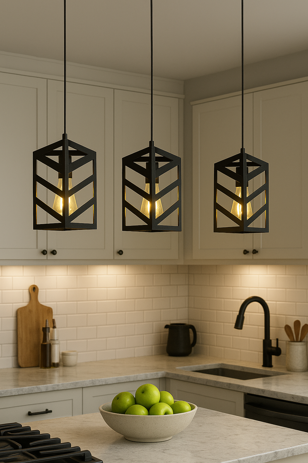 3 in 1 -Black Metal Pendant Lights for Ceiling Hanging Decorative Lamp