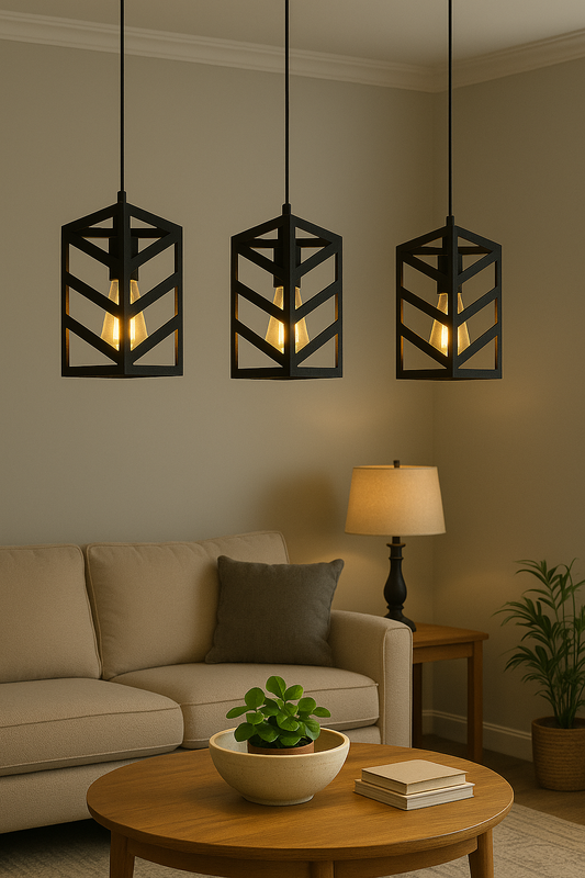 3 in 1 -Black Metal Pendant Lights for Ceiling Hanging Decorative Lamp