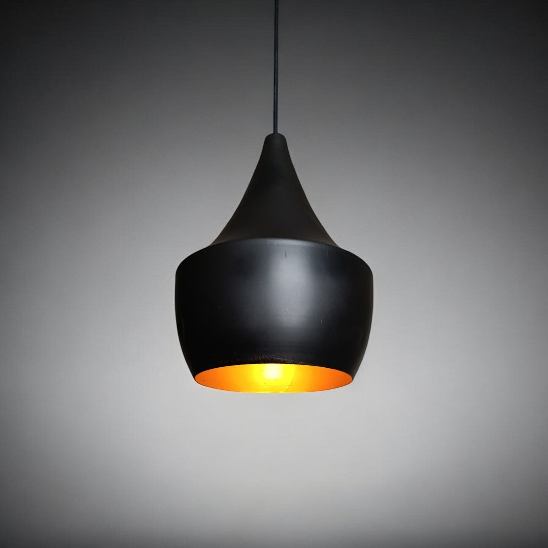 Italian Vintage Black Metal Big Hanging Light Pendant Ceiling Light Lamp