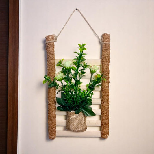 Ladder style hanging off white flower pot