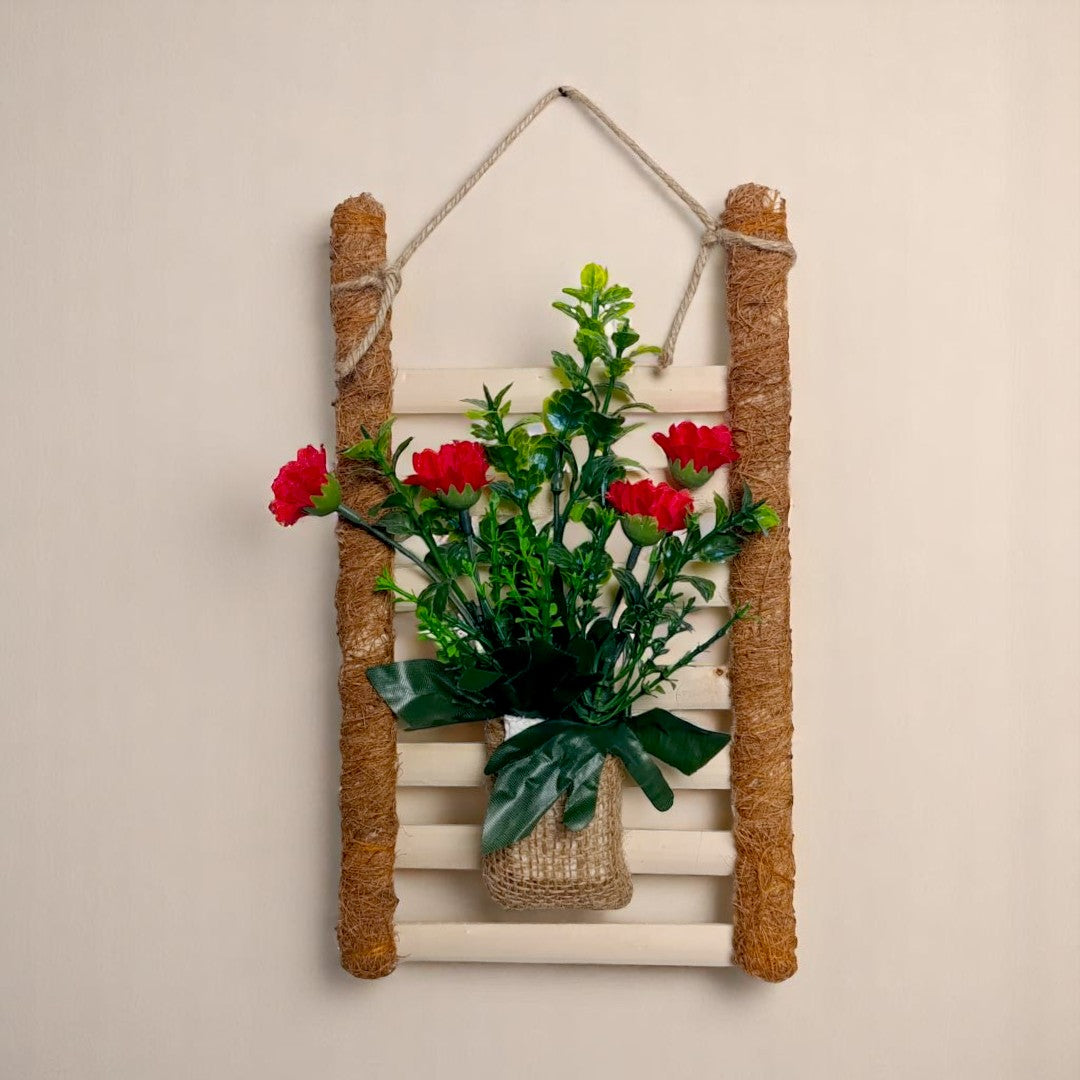 Ladder style hanging red flower pot
