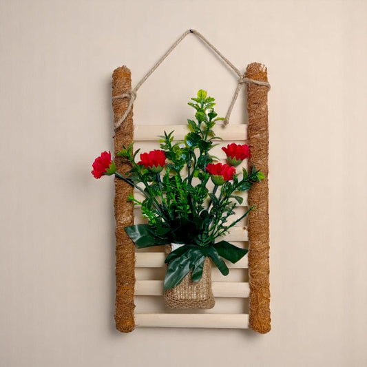 Ladder style hanging red flower pot