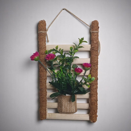 Ladder style hanging pink flower pot