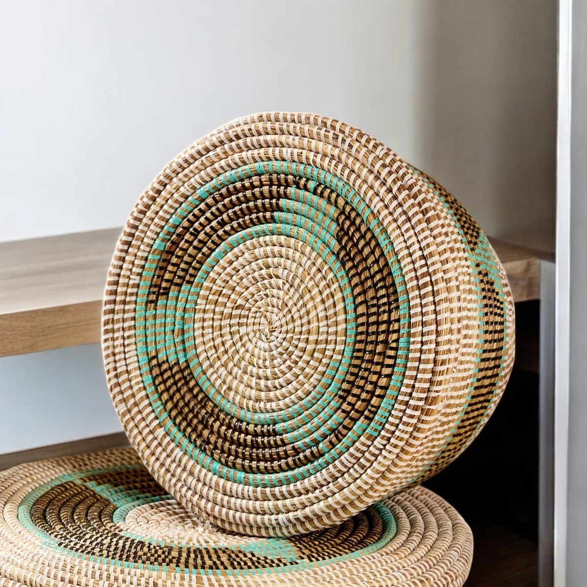 Palm Leaf Storage Basket with Lid