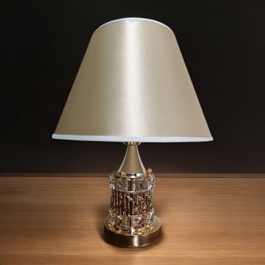 Metal lamp with crystal beads