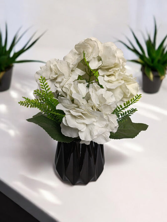 White flower vase