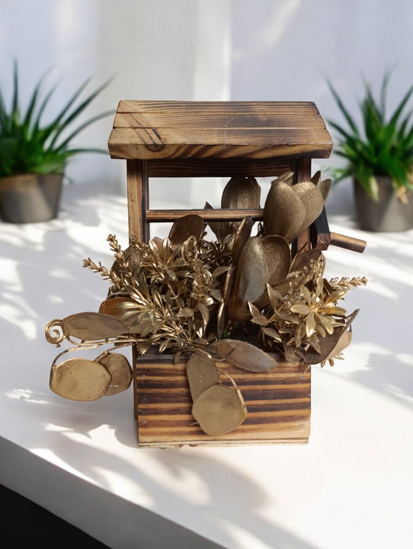 Wooden golden flower