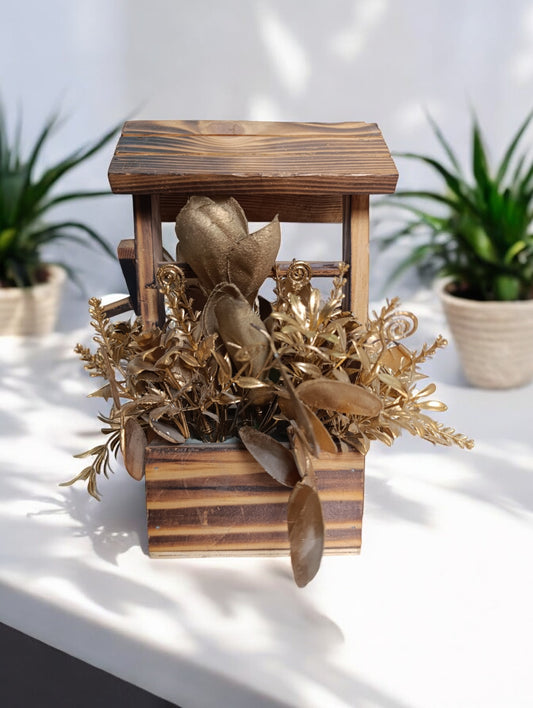 Wooden golden flower